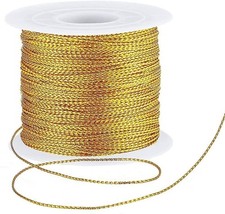Gold String Metallic Cord 1Mm Tinsel String Thread for Craft Jewelry Making Gift