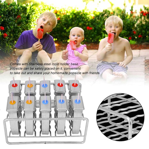 Stainless Steel Ice Cream Pop Moulds 10 with 100 Stick Holders Round Head