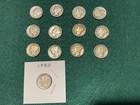13 USA Mercury Silver Dimes Mixed Dates 90% Silver Lot 10 Cents Circulated Coin