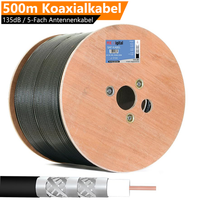500M Koaxialkabel 135Db 5-Fach Stahl Kupfer Sat Tv Antennenkabel 4K 8K Uhd Black
