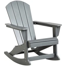 Outdoor Rocking Chair HDPE Adirondack Style Rocker Chair, Gray