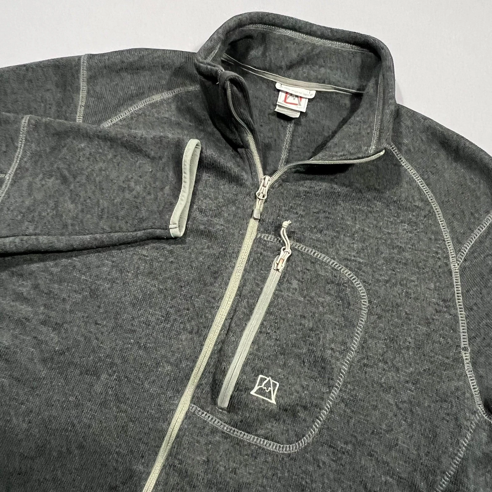 Avalanche Full Zip Fleece Jacket Heathered Knit Chest Pocket Gray Mens XXL