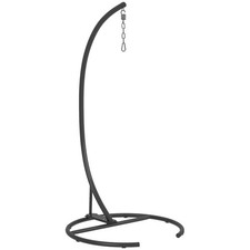 Outsunny Hammock Chair Stand w/ Round Base, C Swing Stand Only, Black