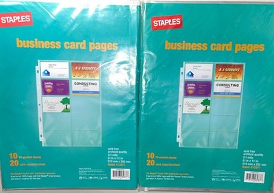 400 Cards (2) Clear Business Card Pages 10 pocket Sheets 20 Cards Sheet TWO NEW