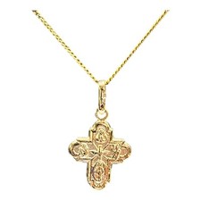 9ct 9K Yellow Gold Scapular 4 Way Cross Medal Pendant 2.16 Grams. Brand New