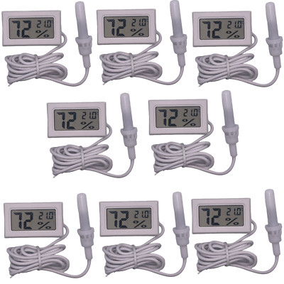 8x Digital Temperatur Luftfeuchtigkeit Messgerät Kabelsensor weiß Hygrometer Thermometer