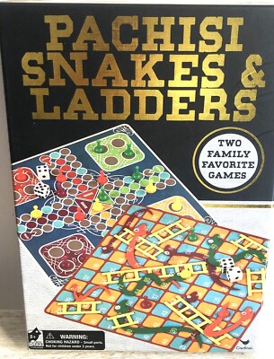 New 2 In 1 Reversible PACHISI and SNAKES & LADDERS Board Games