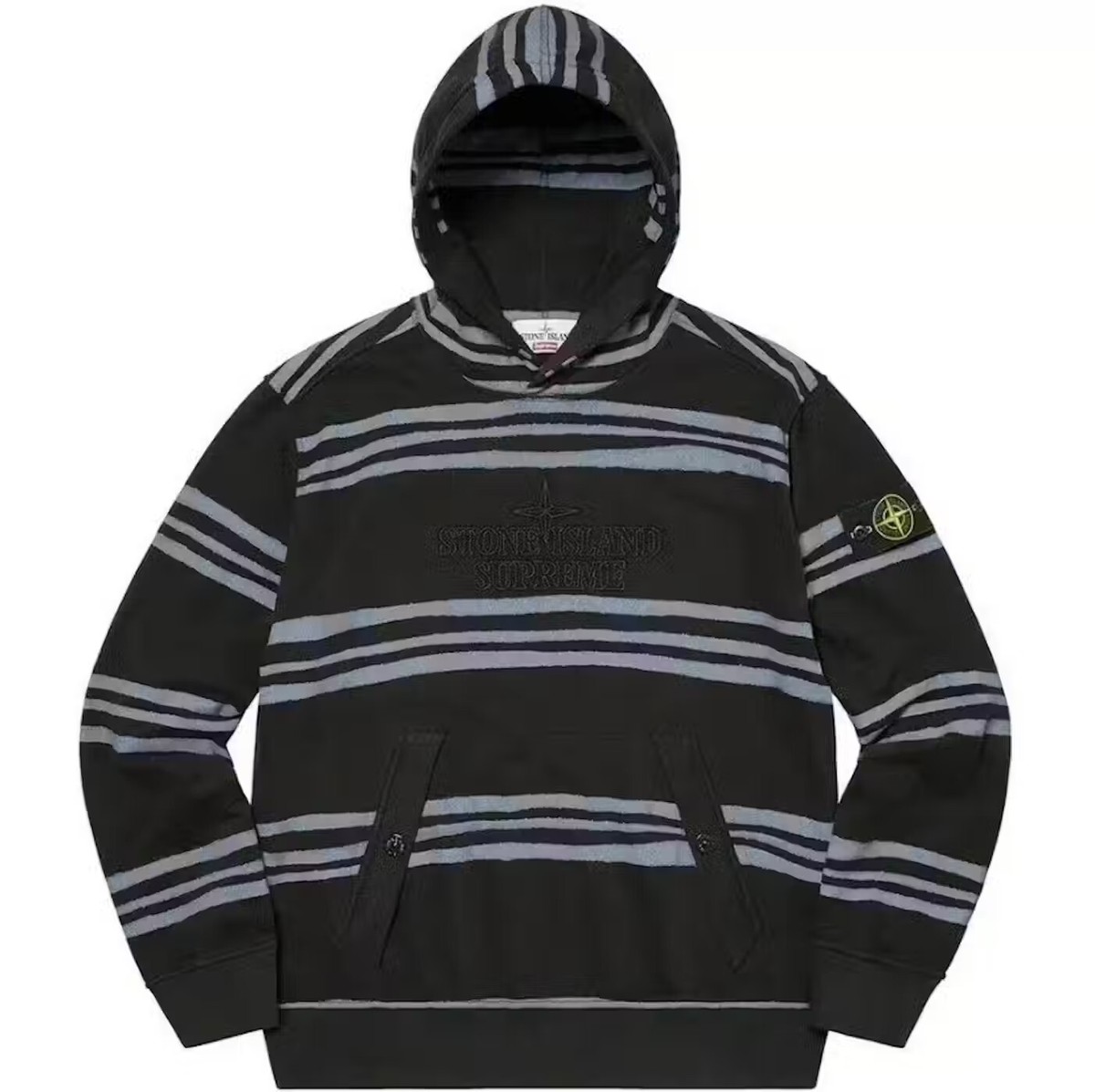 Supreme STONE  HOODED SWEATSHIRTストーンアイランド Supreme Stone Island Stripe Hooded Sweatshirt Black Men's
