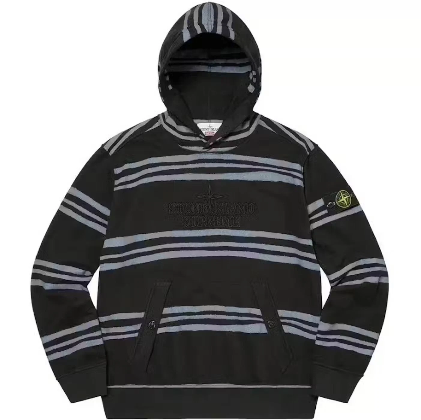 Sweat shirt à capuche à rayures Supreme Stone Island noir (FW20)
