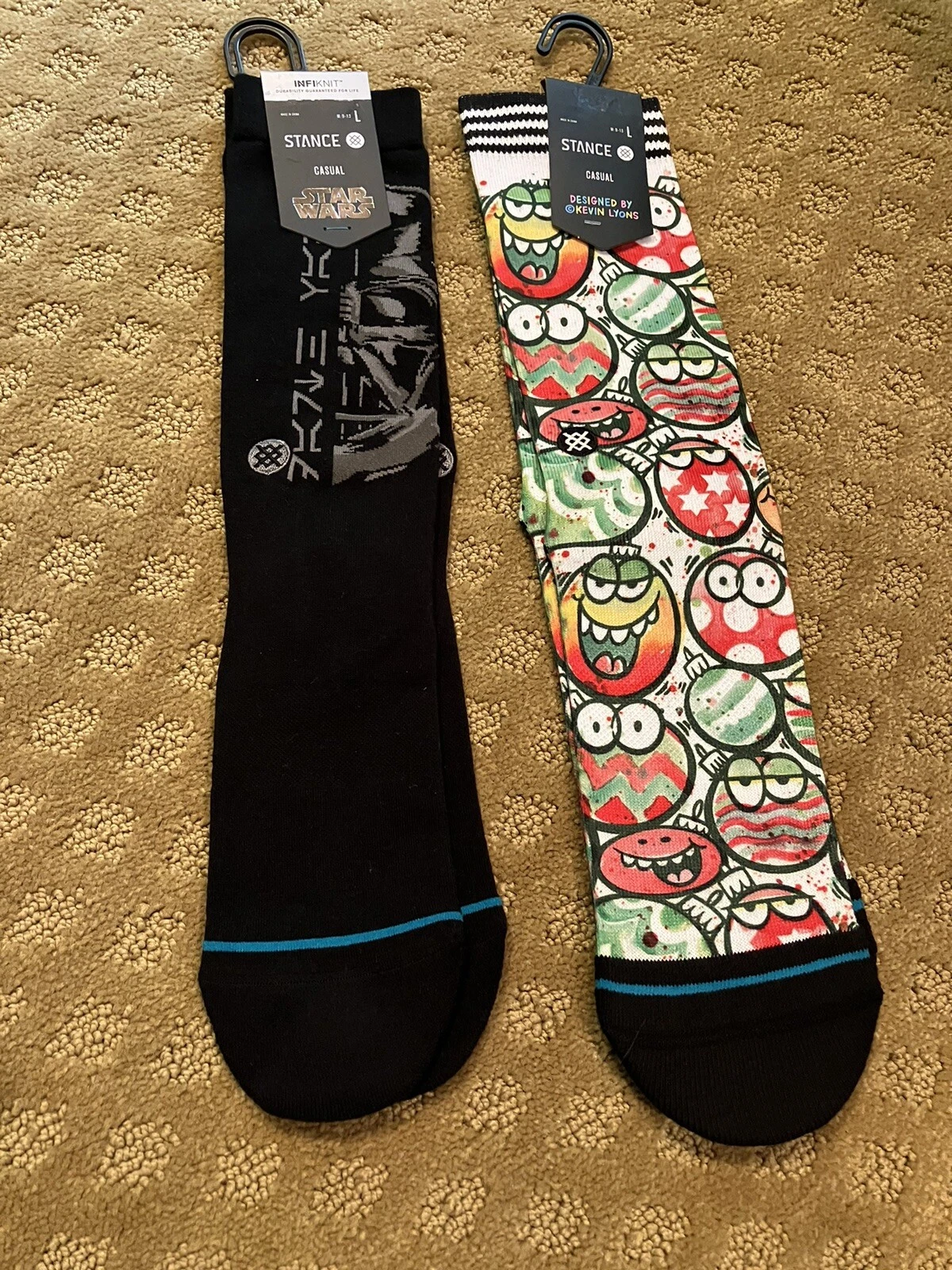 2 Pr. Stance Mens Sz. L Socks Star Wars Lord Vador & Kevin Lyons Ornament Design