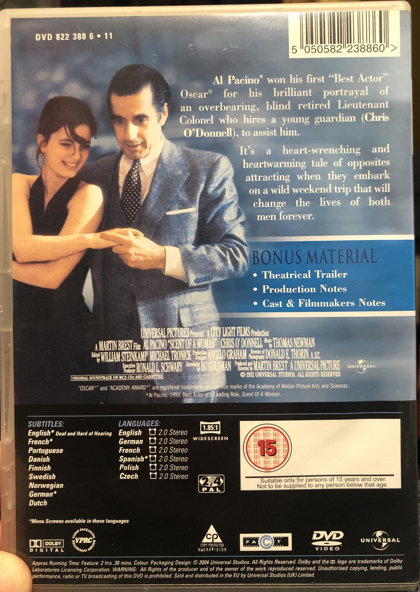 Scent of a Woman 1992 Rare Deleted Al Pacino Oscar Winning Classic Drama DVD