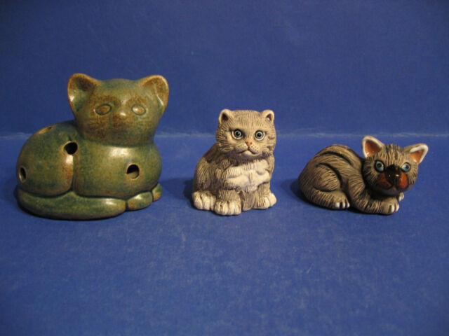 Katzen Keramik Teelichthalter alt und Artesania Rinconada Katzen Peru