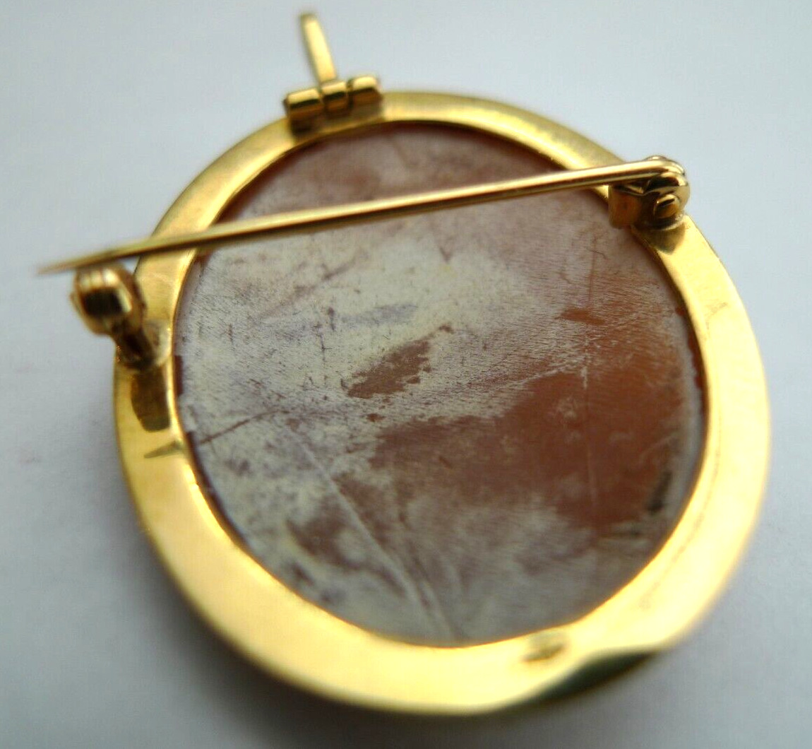VINTAGE 18K YELLOW GOLD GENUINE HAND CARVED AGATE… - image 11