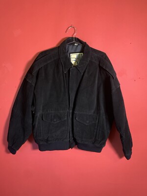 Middlebrook Park Bomber Jacket Mens XL Black Suede Leather Coat