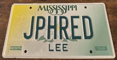 JPHRED Mississippi Vanity License Plate J PHRED JPH RED Jerry