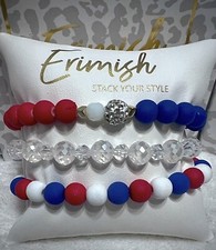 NEW! ERIMISH BRACELETS - 3 Pc Stack - Red, Wh...