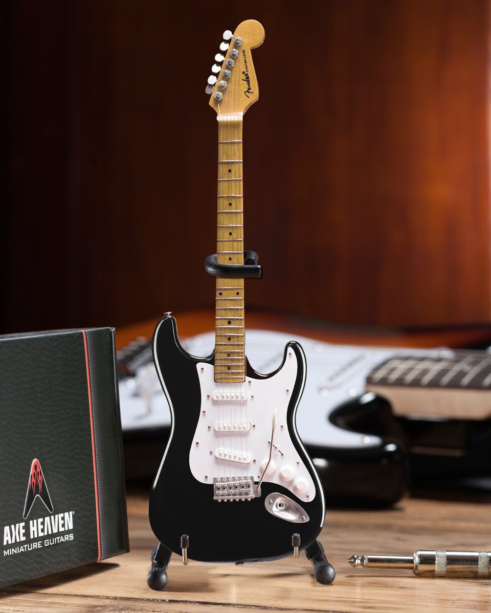Classic Black Fender Strat with White Pickguard Mini Guitar by AXE