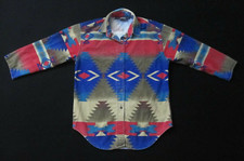 Vintage Woolrich Shirt Aztec Print Small 3/4 length Sleeve Made In USA Cotton