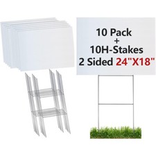 10 White Signs Blank 18" X 24" X 4 MM Corrugated Plastic Bundles Of 10 Pack