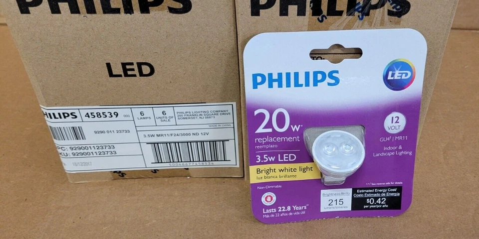 (12 PACK) PHILIPS Bright White MR11 GU4 BiPin LED 12 Volt In/Outdoor Light Bulb - Image 2 of 4