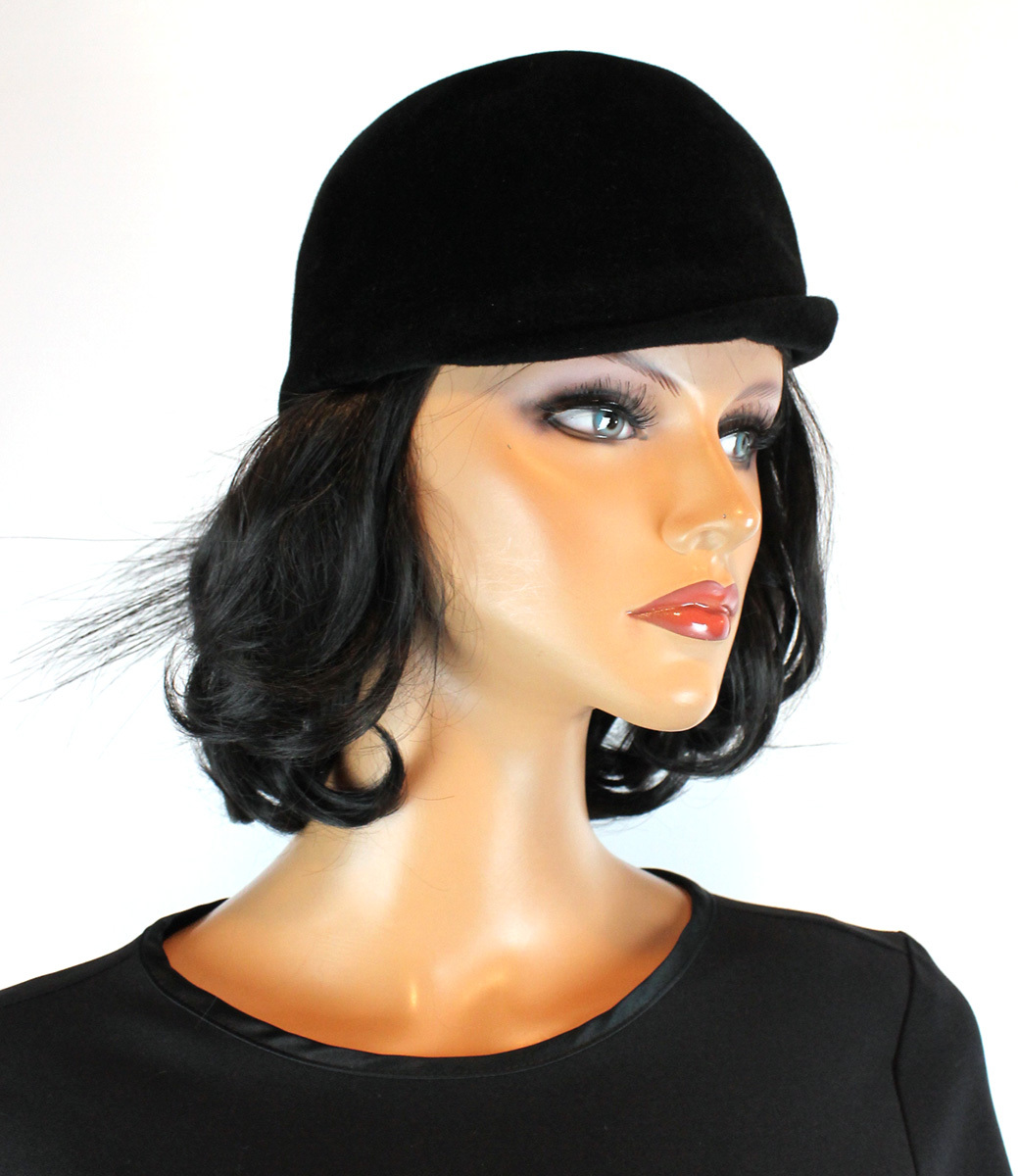 Lucila Mendez Hat Sz 22 Vintage 50s Black Fur Felt Horse  display picture 1