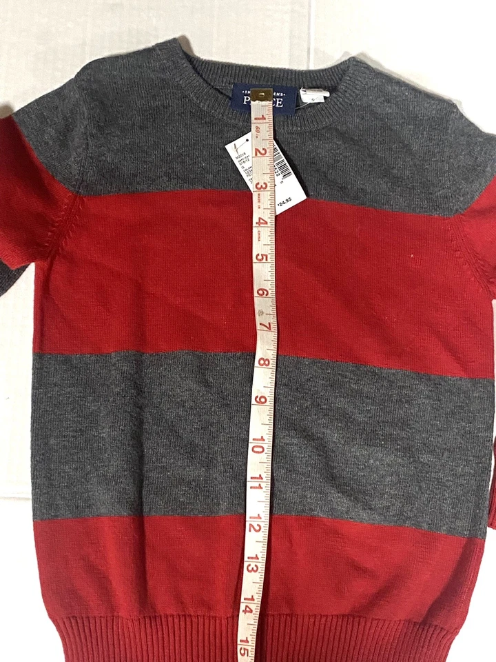 Children’s Place Gray Red Stripe Cotton Sweater Boys 3T New - Image 2 of 4