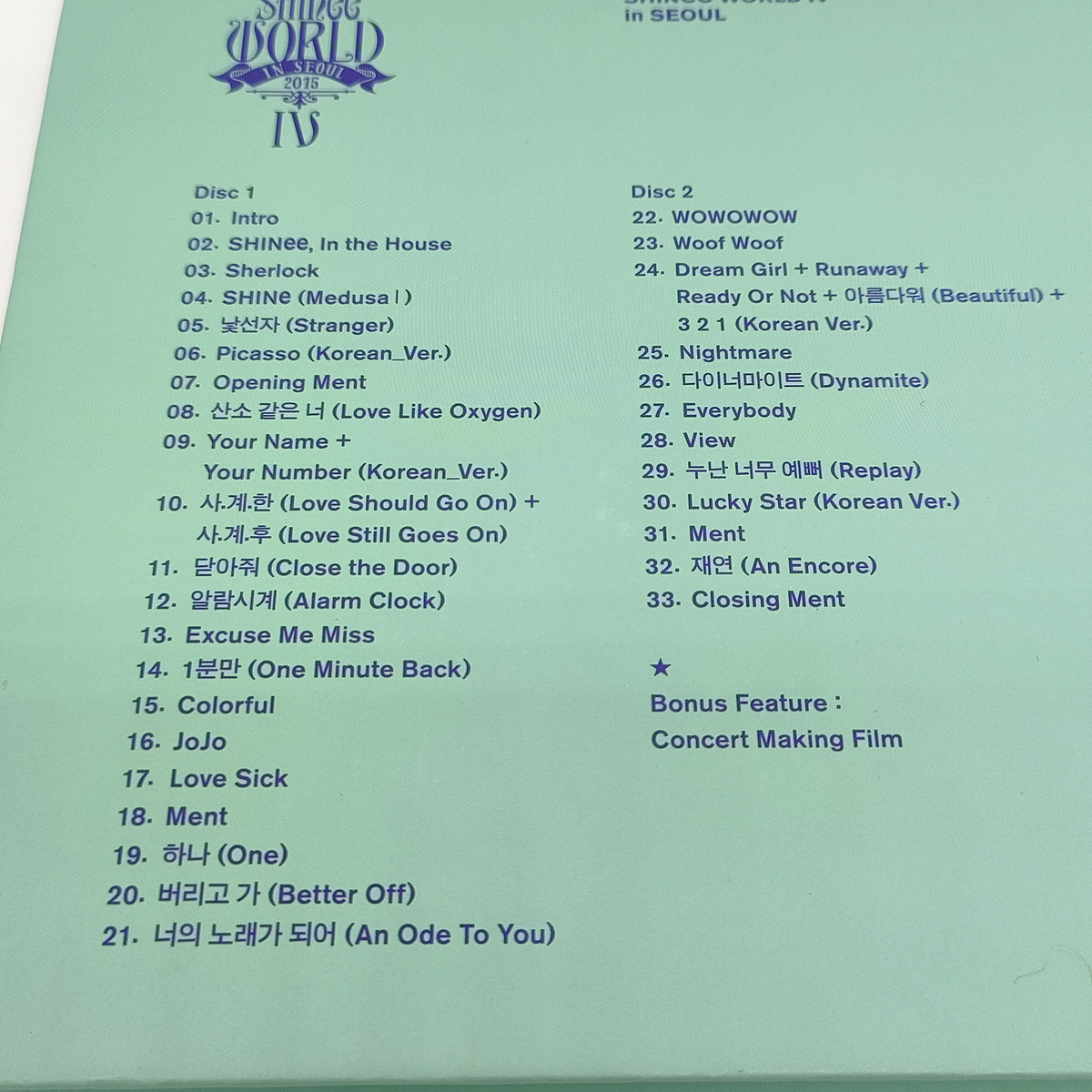 SHINee WORLD IV in Seoul 2015 Concert Korean Ver. / 2 DVD