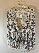 Nwt Cato Blue & White Paisley Ruffles Kimono Cape Jacket Shawl 26w 28w