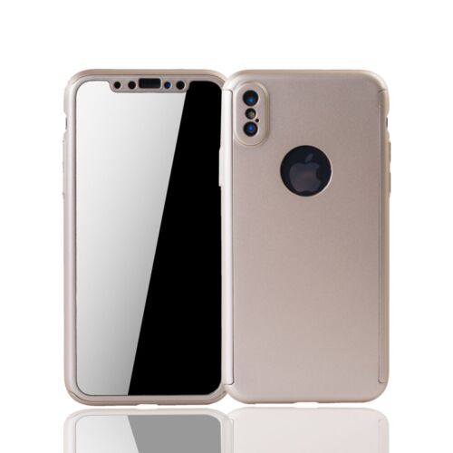 Schutz Handy Hülle für Apple iPhone XS Full Case Cover Displayschutz Bumper Gold - Bild 1 von 4