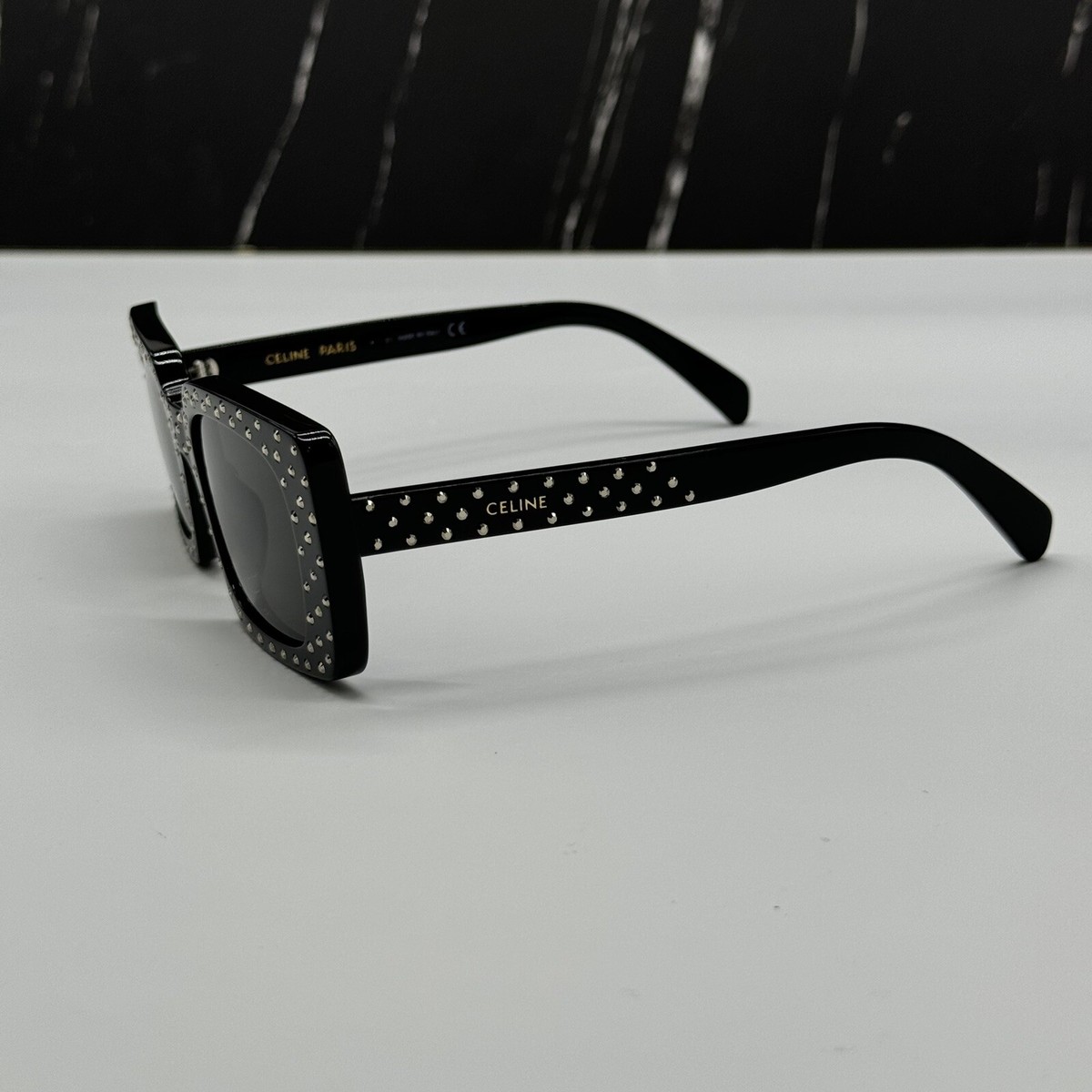NEW CELINE CL4213IS 01A SUNGLASSES SQUARE BLACK WOMEN CELINE EYEWEAR CL4213IS 01A Shiny Black/Smoke main image 3