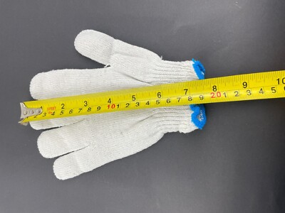 12 Pack (6 Pairs) Natural White String Grip Knit Cotton Work Gloves Multisize