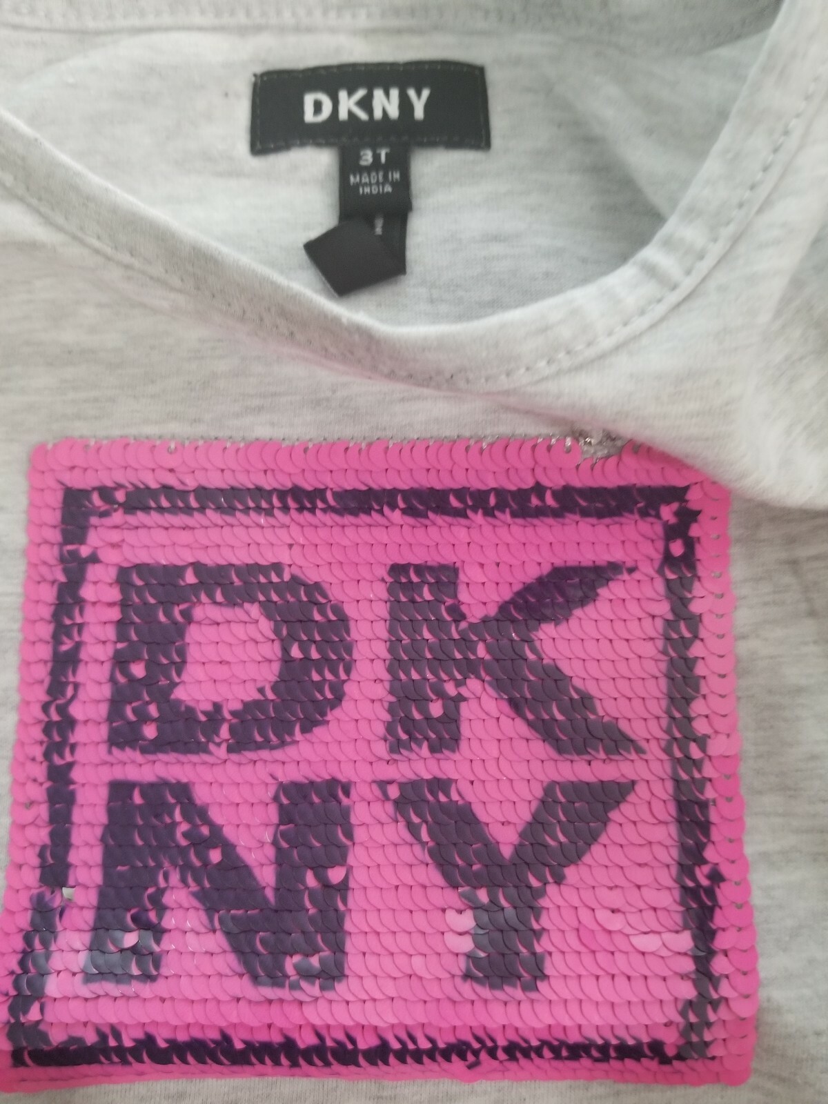 DKNY TOP SEQUINS 3T NWT GRAY PINK AND PURPLE EMBELLISHMENT SHIRT TODDLER image 2
