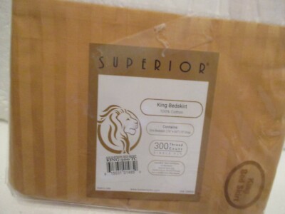 Superior 300TC  Series GOLD STRIPE KING Bed Skirt NEW