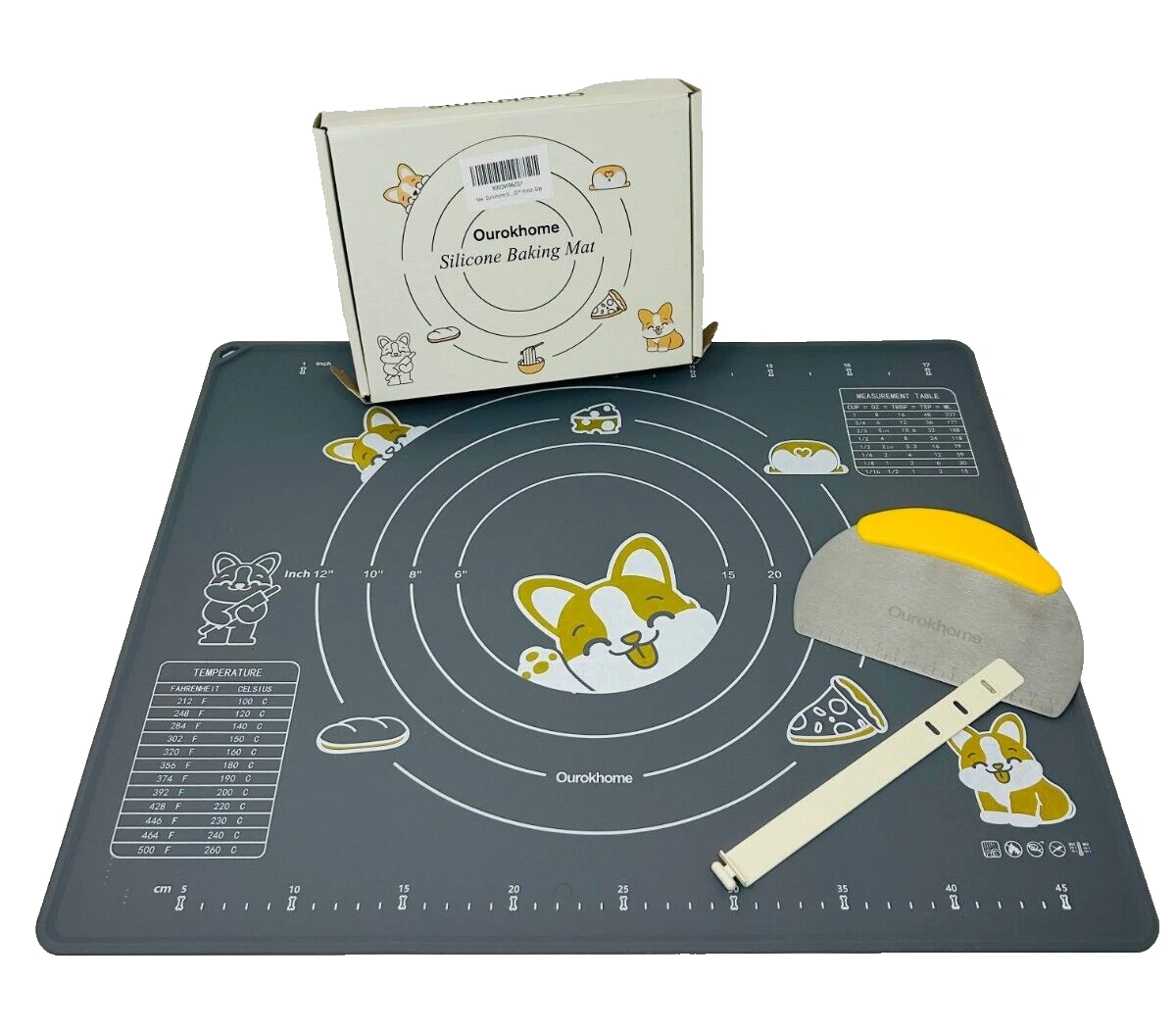 Ourokhome Silicone Baking Mat 20" x 16" Gray Dough Cutter New Open Box
Opens in a new window or tab
