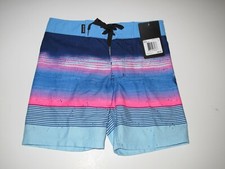 Hurley Boys 4 Blue Pink Stripe Board Shorts Beach Summer Swim