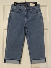NWT NYDJ size 6P blue marilyn crop cuff straight lift tuck jeans women's