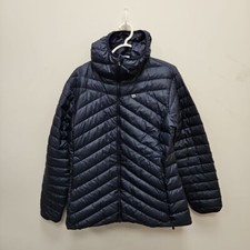 Mountain Equipment Arete Down Puffer Hooded Blue Navy Jacket Size Uk 14 Women's