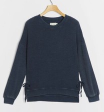 ANTHROPOLOGIE SATURDAY SUNDAY Indigo Blue Aliana Waffle Knit Pullover Size XS