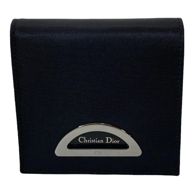 Christian Dior Folio Portefeuille Compact Portefeuille Noir Crochet Argent Type