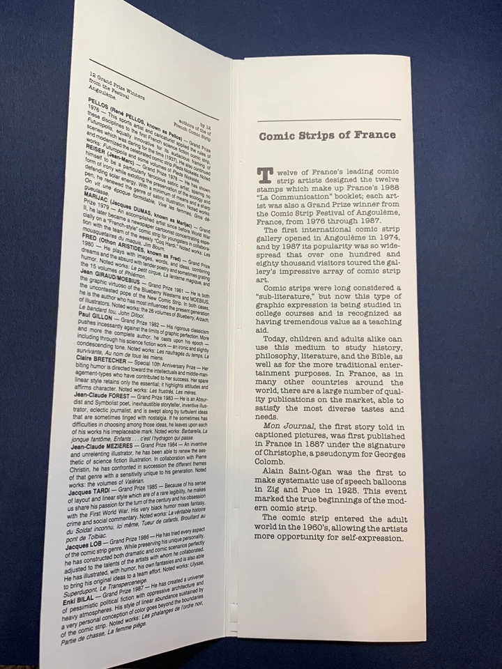 1988 FRANCE COMIC STRIP FOLDER LA COMMUNICATION FRENCH AGENCY IN NORTH AMERICA - Image 2 of 4