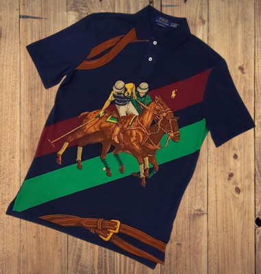 BRAND NEW Polo Ralph Lauren Classic Fit Stampede Horse Print Polo Size LARGE - Main Image