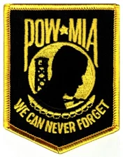 POW-MIA PATCH VIETNAM WAR embroidered iron-on GOLD BLACK MILITARY VETERAN BIKER