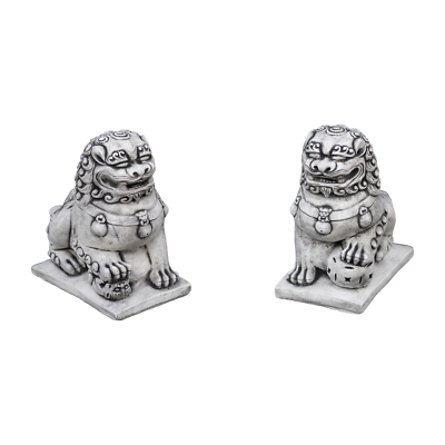 Chinesische Wächterlöwen Aus Steinguss – Frostsichere Gartenfiguren Set, 38 Cm Hoch, Grau