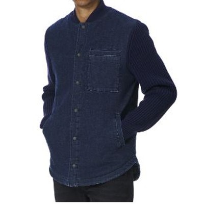 Dondup Mens NWT Navy Padded Denim jacket with knit wool sleeves (40)