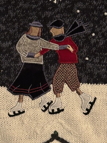 Maglione punto di riferimento cardigan maglia invernale pattinatori su ghiaccio ricamato taglia M - Foto 5 di 7