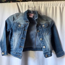 Soho Blue Girls Denim Jacket Medium Wash Faded Trucker Jean Jacket Size 7