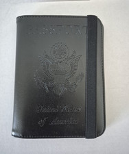 Portapasaporte Billetera/Organizador Negro, Ranuras para Tarjetas, Correa Elástica, EE. UU.