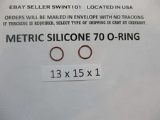 13mm ID x 15mm OD x 1mm thick SILICONE O-ring.  Quan 2.