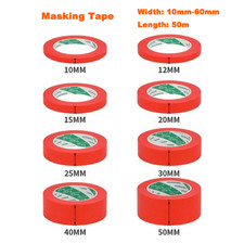 10mm - 60mm X 50m Red Masking Tape DIY Craft Painting Tear Fast High Adhesive