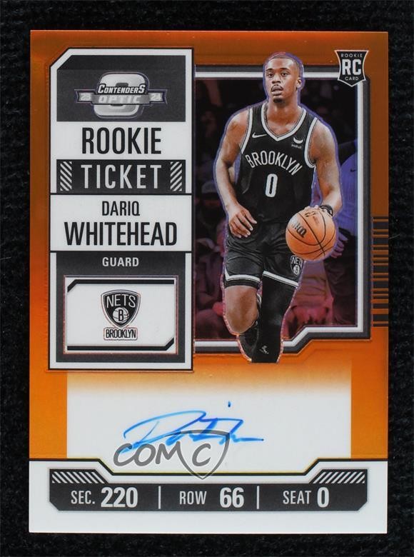 2023-24 Contenders Optic Orange Prizm 15/25 Dariq Whitehead Rookie Auto RC 1m0c